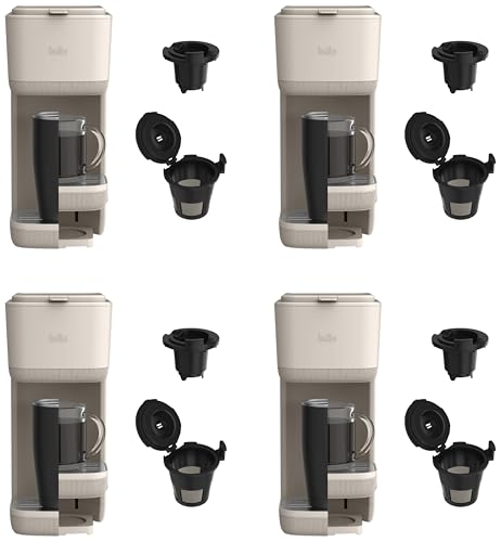 Image of BELLA Single Serve Coffee Maker,K-Cup & Coffee Ground Compatible with Removable,Adjustable Drip Tray,Auto Shutoff & Reusable Dishwasher Safe Accessories,Brews 6oz to 14oz,1000 Watt,Oatmilk(Pack of 4)