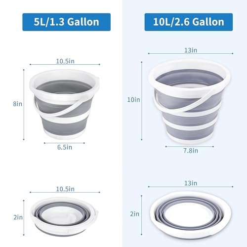 Image of VINSU Silicone Bucket Water Proof, PVC Coated Collapsible Foldaway Bucket with Handle Fordable Pail for Outdoor Camping /Car Washing /Fishing /Hiking /Travelling, Portable (Multicolor) (5 L)