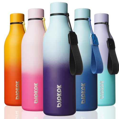 Image of BJPKPK Insulated Water Bottles, 25 oz Stainless Steel Metal Water Bottle with Strap, BPA Free Leak Proof Jugs, Mugs, Flasks, Reusable Thermal Flasks for Sports & Travel, Ocean Dream