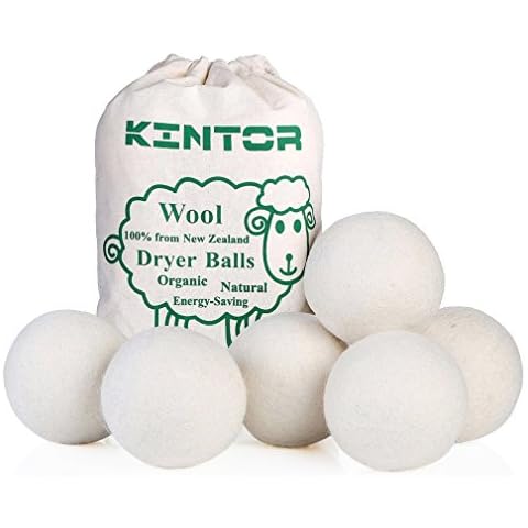 KINTOR Wool Dryer Balls XL 6 Pack 2.95", 100% New Zealand Wool Organic Fabric Softener, Hypoallergenic Baby Safe & Unscented, Chemical Free to Reduce Wrinkles & Static Cling, Shorten Drying Time Cover
