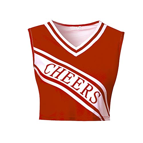 Colorful House Womens Sexy Cheerleader Costume Fancy School Uniform Dress+Pom Poms(Size S, Red) #TOP4