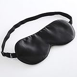 Tim&Tina 100% Silk Sleep Mask Comfortable,Super Soft Blindfold Eye mask Block Light for Sleeping,Shift Work,Naps with Carry Pouch Adjustable Strap (Black)