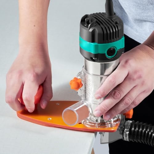 FACULX - Trimming Guide Flap 64mm for Woodworking Milling and Chamfering, Dual-Purpose Trimming Machine Base Plate with Dust Cover, Compatible with 680W Rout(B)