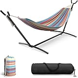 Sorbus 2-Person Luxury Hammock with Steel Stand- Premium Cotton Blend 60' Large Bed- Heavy Duty 450lbs Portable w/Carrying Case - for Garden Yard Patio Outdoor Camping Gifts- Washable
