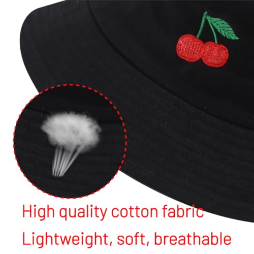 Image of Cotton Bucket Hat for Women Men Summer Travel Sun Beach Bucket Cap, Unisex Outdoor Fisherman Hat