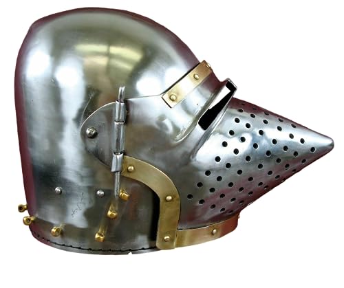 Mittelalterlicher Helm mit Schweinegesicht, Hounskull Italienischer Bascinet-Helm, Ritter, Larp, Kriegerhelm, Kreuzritter, Schweinshelm, Rollenspiel-Kostüm