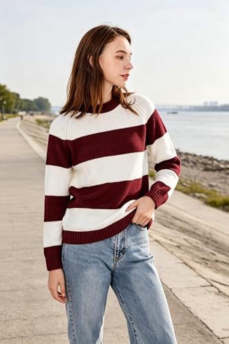 Image of Simple&Opulence Women's Chenille Sweater Crewneck Long Sleeve Pullover Ribbed Cuff Hem Round Neck Jumper Tops