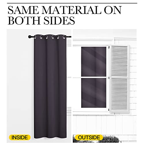 Image of NICETOWN Small Window Blackout Curtains, Home Decoration Thermal Insulated Solid Ring Top Blackout Curtains /Drapes for Bedroom(Greyish Purple, Set of 2, 42 x 63 Inch)