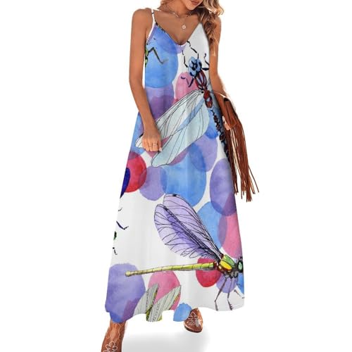 Robe longue d'été sans manches col V Libellule pour femme