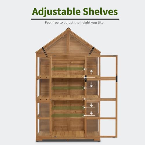 Mcombowoodengreenhouseoutdoorwithopenableroofventandadjustableshelves0826natural Urban Country Home Decor Mcombo wooden greenhouse outdoor with openable roof vent and adjustable shelves 0826 natural urban country home decor