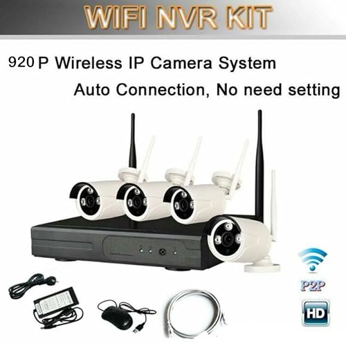 Image of PNP 920P Wireless 4-Channel HD NVR Kit with 4 Outdoor /Indoor IP65 Waterproof IP Security Cameras Upto 100mtrs, 2.4G Wi-Fi Support, 920P HD