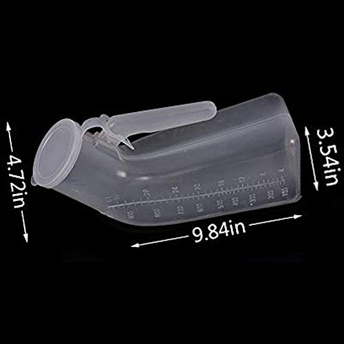 Portable Male Urinal, Buytra 2 Pack Plastic 1000ML Men Urinal Pee Bottle with Lid for Hospital, Travel, Camping, Car Road Trip - Thumbnail 4