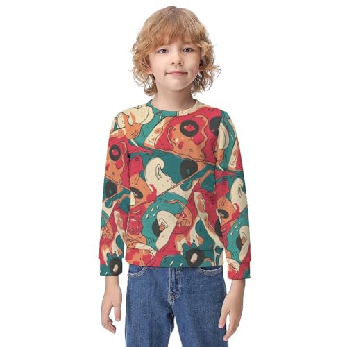 Pizza Meat PatternChildren's Casual Pullover Sweatshirt Loose Fit8-10Y