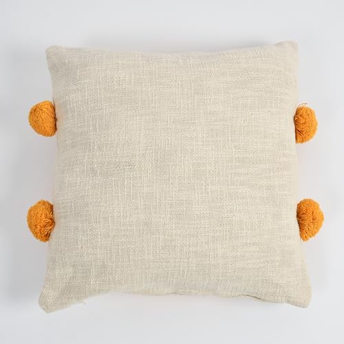 Image of TIB Premium Boho Decorative Throw Cushion Covers, 16 x 16 cm, Set of 2, Cotton. (Circle Orange)