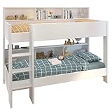 Marque : Générique Jim Lit Enfant superposé Contemporain décor Chene Brooklyn et Blanc - l 90 x L 200 cm