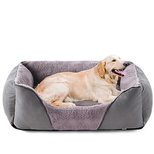 JOEJOY XL Dog Bed Washable Waterproof No Dust No Odor Fluff 89x64x23cm, Extra Large Grey, Dog Beds Extra Large for Labrador/Golden Retriever