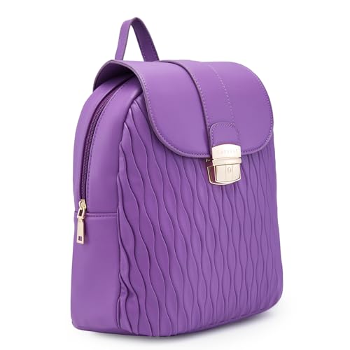 Image of Caprese Shelbee Casual Backpack, Medium | Quilted Backpack for Women with Buckle Lock, Adjustable Shoulder Strap & Back Zip Closure | For Everyday Outings, College and Travel