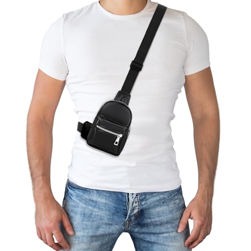 Peicees Mini Leather Sling Bag for Men Women Travel Daily Crossbody Bag Phone Holder2