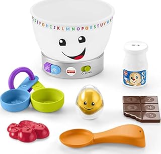 Fisher-Price Mixing Bowl Learning Toy with Pretend Food, Lights and Music for Babies and Toddlers, Laugh & Learn
