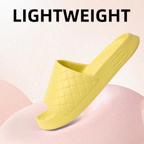 Non-Slip Shower Slippers for Men Women Cloud Slides Sandals Thick Sole House Beach Sliders Comfort Lightweight Pillow Shoes Easy to Clean Quick-Drying Pink Yellow Black4