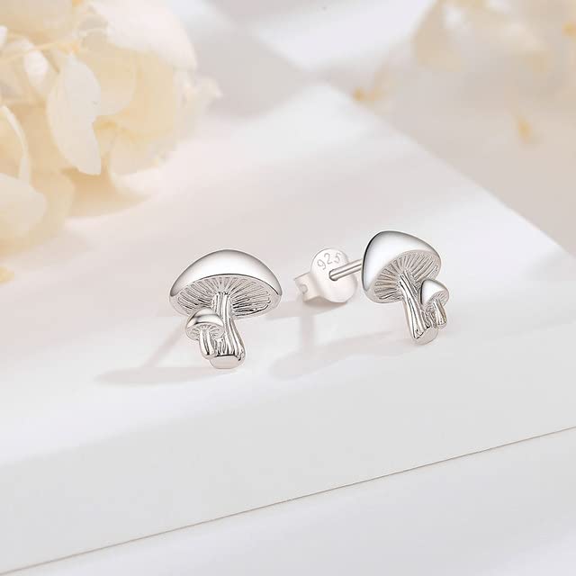 Pendiente De Plata De Ley 925 con Forma De Seta Delicada para Mujeres Y Niñas, Pendiente Simple De Hongo Cz, Joyería Fina De Moda
