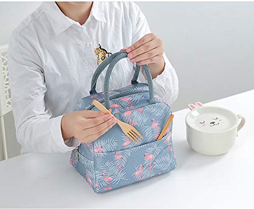 Image of Insulated Lunch Bag, Portable Thermal Lunch Bags Cooler Bag Lunch Box Organizer Tote Bag for Women Adults Kids Girls Work School Picnic Camping Travel (Flamingo)