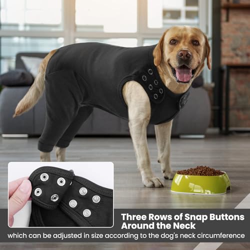 Image of IDOMIK Dog Surgery Recovery Suit for Back Legs, Soft Dog Pants to Prevent Licking, Lick Sleeves for Dogs Rear Leg, Pet Recovery Suit for Spay Neuter Hip Surgery, Dog Cone Alternative,Black,S