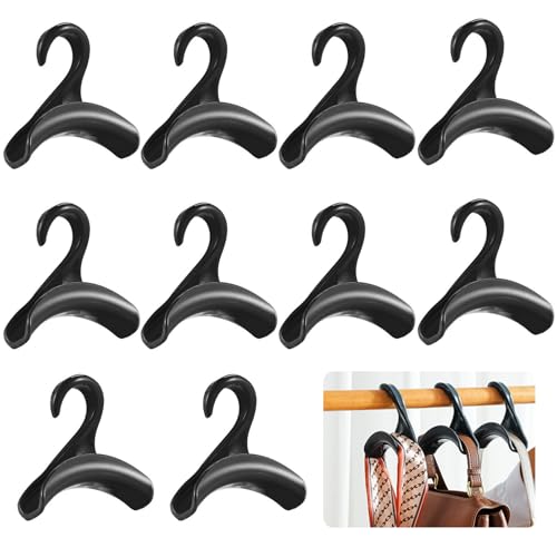 aghoer Ganchos para colgar bolsas, 10 perchas para bolsos, ganchos de almacenamiento para bolsos, ganchos para bolsos, ganchos para bolsos, mochilas, color negro