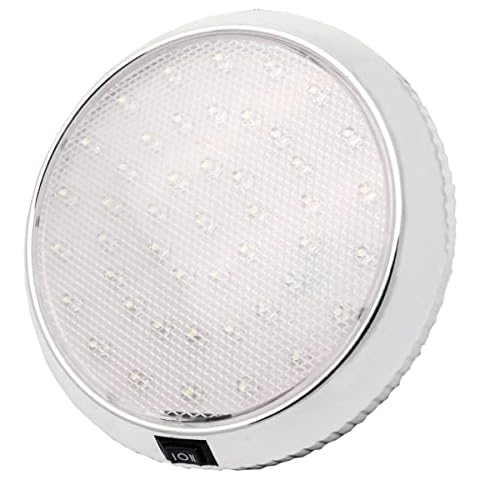 RV Interior Light 12V LED Ceiling Roof Light LED Caravan Interior Lights with ON/OFF Switch for Camper Van Caravan Motorhome Boat Cold White, Chrome Surface Cover