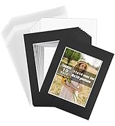 AUEAR, 10 Pack Black 11x14 Picture Mat Sets for 8x10 Photo/Print with White Core Bevel Cut Matte ...