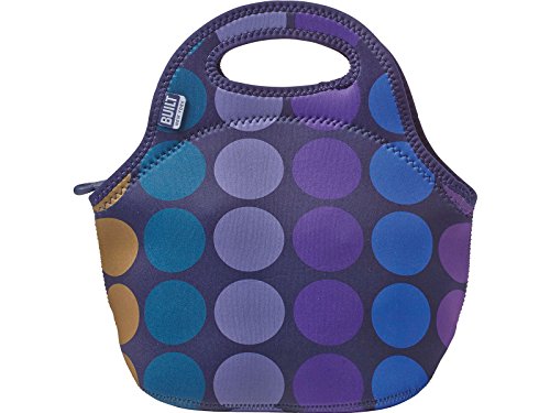 BUILT Gourmet Getaway Neoprene Lunch Tote, One Size, Plum Dot
