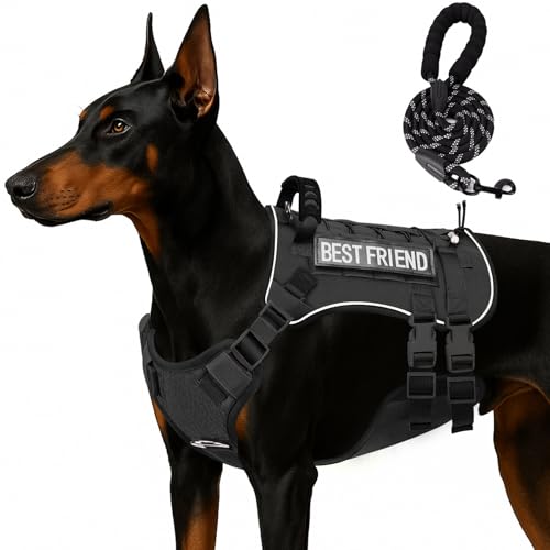 Tactical Large Dog Harness,No Pull Adjustable Tactical Dog Harnes...