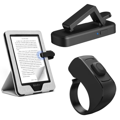 Image of Page Turner Ring for Kindle Paperwhite Oasis Scribe Kobo eReaders, Remote Control Page Turner for iPad iPhone Android Tablets E-Readers, Kindle Accessories for Thick Cases (Black)