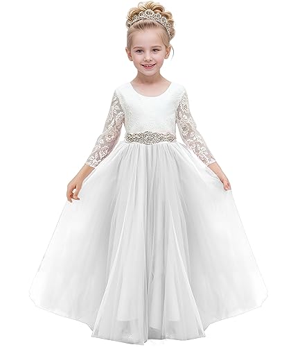 Aibaowedding Blumenmädchenkleid Spitze V-Rücken Tutu Tüll Prinzessin...