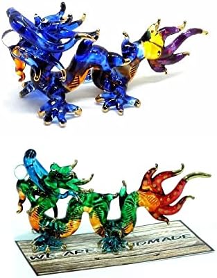 (Bundle of 2) Handmade 3" Lucky Dragon Blown Glass Figurine Art, Cool Stuff, Miniature Animals, Home or Garden Decor Gift Ideas image 5