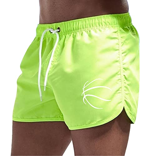Generisch Bañador para hombre, calzoncillos bóxer, pantalones cortos deportivos con rayas de contraste, material ligero para sesiones de fotos en la playa, eventos de cócteles, amarillo, L