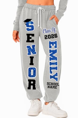 Personalized Senior 2026 Pants, Custom Graduation Pants with Name and School Name, Senior Sweatpants Class of 2026