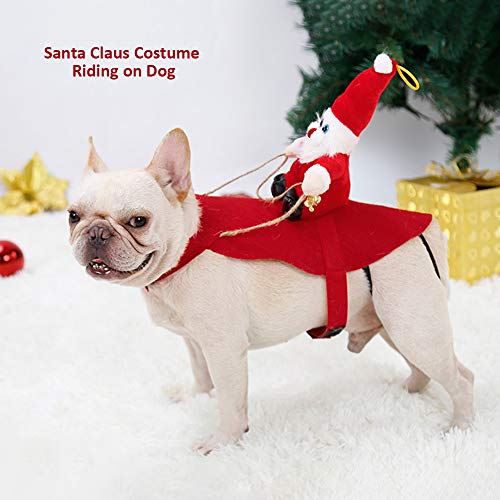DECDEAL Traje de Papai Noel Montando em Cachorro Natal Animais de Estimação Roupas Cachorro Casaco d