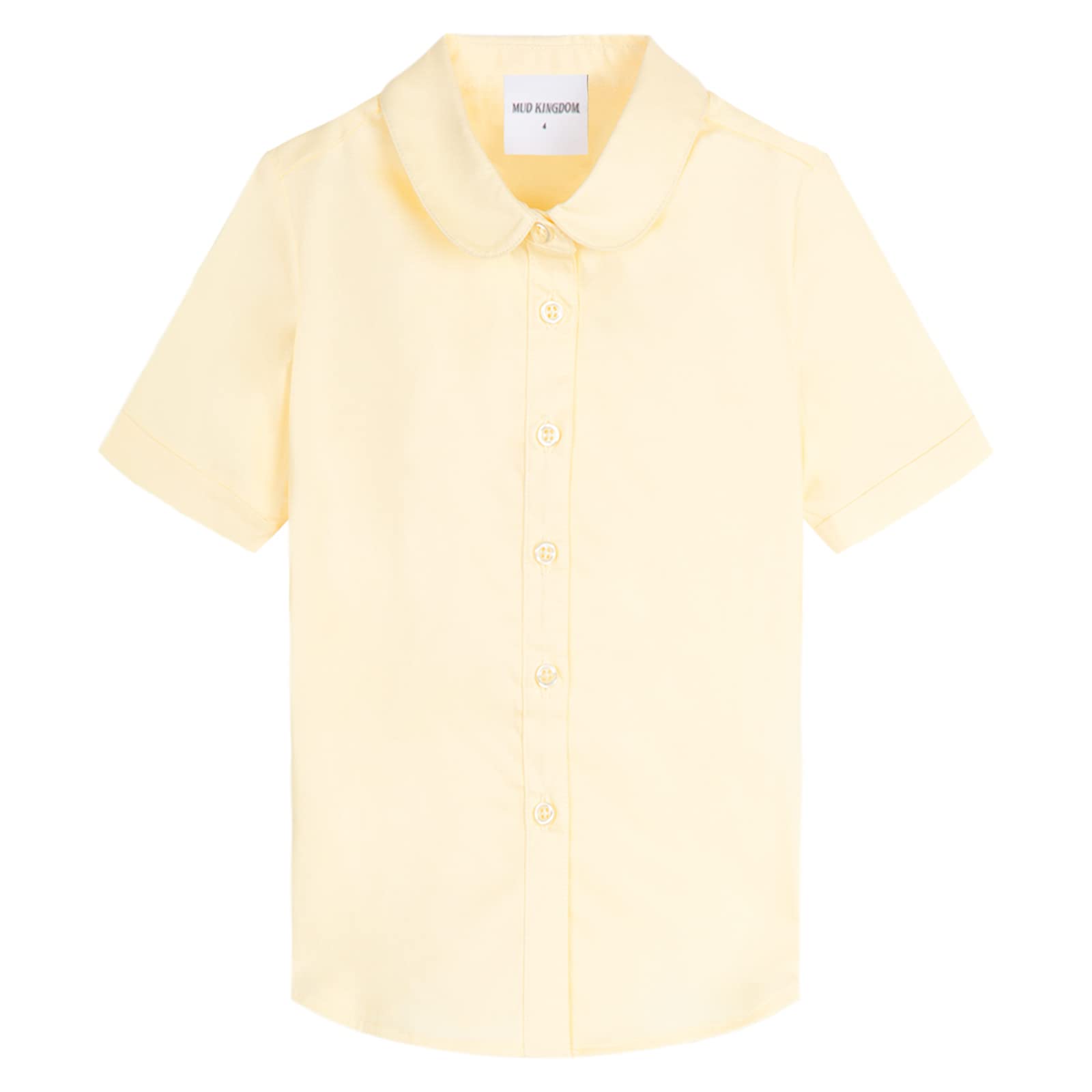 Mud Kingdom Girls Short Sleeve Shirt Peter Pan Collar School Uniform Poplin Blouse