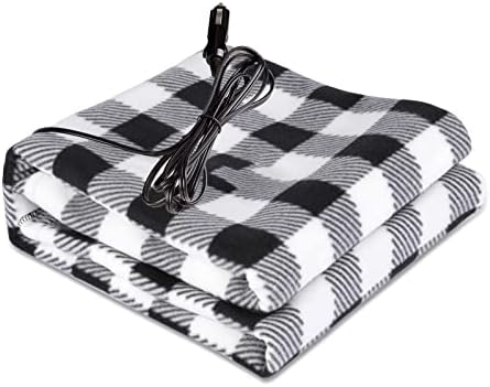 AESRAOU Electric Car Blanket 12 Volt Portable Heated Blanket Warm Travel Blanket for Cold Weather, Road Trip