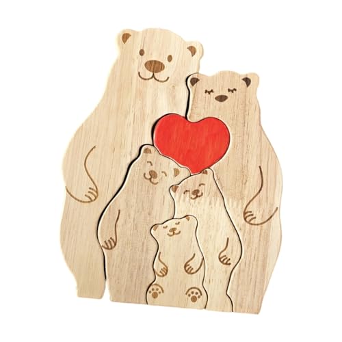 GOOTHDY Puzzle en Bois personnalisé avec 2 à 6 familles, Joli Ours en Bois, Ornement pour la décoration de la Maison, attentionné pour, Ours