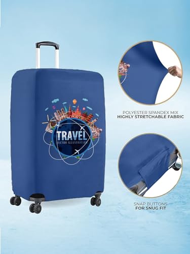 Image of Cortina Abstract Design Travel Suitcase Protective Cover | Medium | Fits 22 inch-26 inch Luggage | Eco-Friendly | Polyester-Spandex | 65cm (24 inch) | Luggage Protectors | Anti Scratch | Pack of 1 | Blue 5