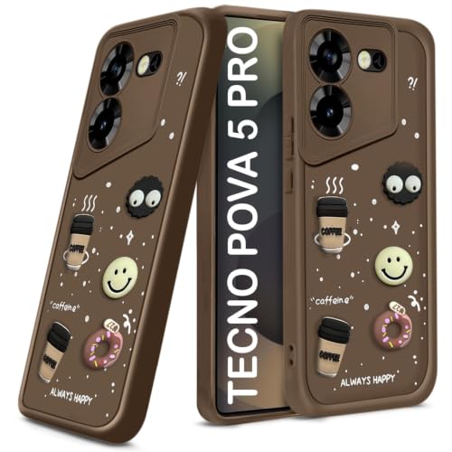 Image of Bintage Ball Bear| Donut| Milk Cake| Baby| Coffee Rubber Case Full Body & Camera Protection Back Cover Compatible for Tecno Pova 5 /Pova 5Pro 5G - Brown