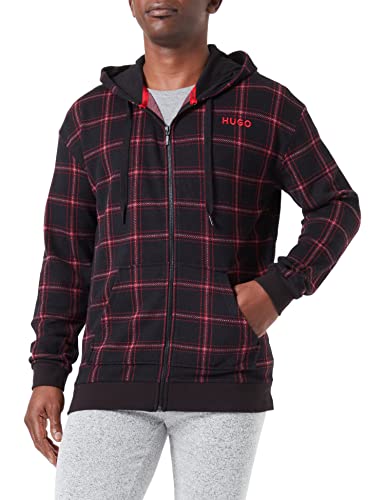 HUGO Men's Checked Hood Loungewear_Jacket, Black6, M
