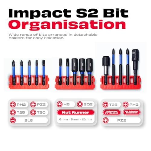 Image of JPT 31-Piece Impact Driver Bit Set | S2 Taiwan Steel Impact Rated Bits with Phillips, Torx, Hex & Nut Driver | Includes Bit Holder & Socket Adapter | For Drill & Impact Driver | Ultra Heavy Duty