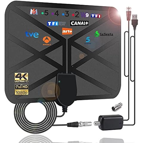 Antena TV Interior 36DBI con Amplificador y Cable Coaxial Cover