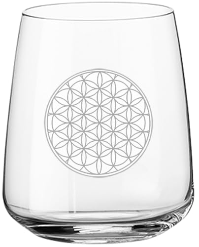 Logoglas 6x Graviertes Wasserglas 360 ml Blume des Lebens Sacred Geometry Glas Geschenkidee Lasergravur Achtsamkeit & Energie (6)