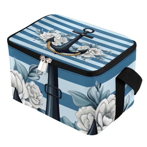 GzLeyigou Lunch Bags for Women Men 9 Cans,Marine Anchor Hot & Cold Food Delivery Bag Insulated Grocery Bag Insulated Lunch Box Ocean Sailing Cooler Bag for Office Work Picnic Beach