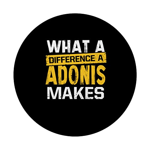 What A Difference A Adonis Makes Funny Name Adonis PopSockets Swappable PopGrip, Black - Image 3
