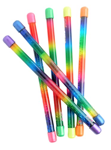 JA-RU Glitter Baton Wand (6 Units) 12" Magic Fairy Rainbow Colors 2002-6p